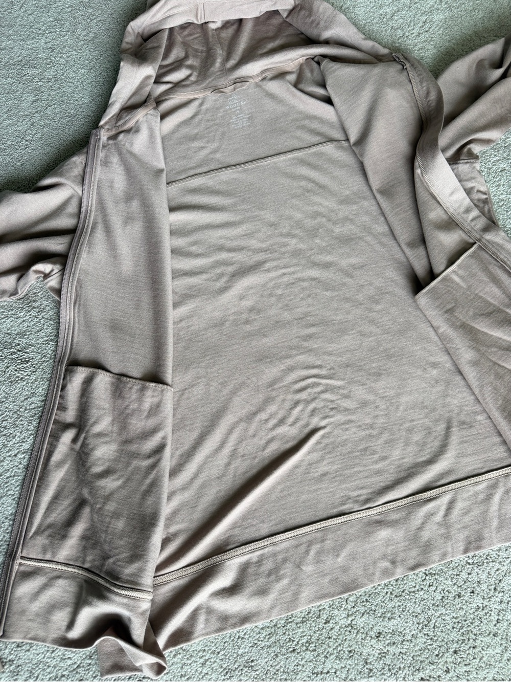 Woolx Ryann Hoodie Cream Heather Merino Wool Blend Full Zip Size 1X - Picture 7 of 10